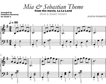 Mia & Sebastian's Theme von LaLaLand | Einfach zu Spielen Klavier Noten Partitur Selbstlernen Serie