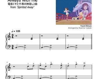 AlwaysWithMe SpiritedAway | Grade 1 Piano Sheet Music Score with note names