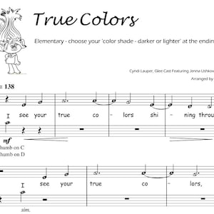 True Colors (trolls) | Piano Sheet Music Score for Grade 5 ...
