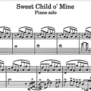 Sweet Child O Mine / Guns N Roses - Partitura para piano Pro 6 páginas Nivel Difícil Avanzado Piano