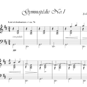 Gymnopedie no. 1 | Self-learning Series Piano Sheet Music with note names