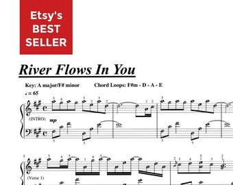 River Flows In You - Piano Sheet PDF with note names & finger numbers