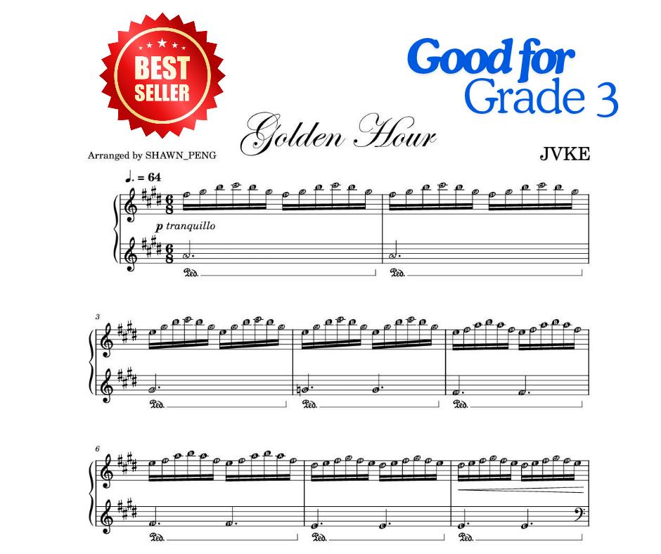 EASY Golden Hour - JVKE (G3) | Piano Solo Music Sheet Self Learning Series for Grade 3 Sheet