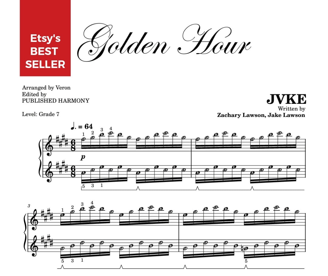 Golden Hour JVKE (G7) | ピアノ楽譜 スコア 自己学習シリーズ