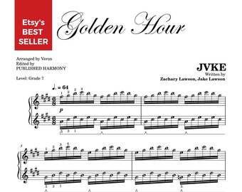 Golden Hour JVKE (G7) | Piano Sheet Music Score Self Learning Series Grade 7 with note names & lyrics