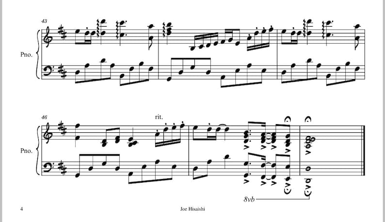 Summer - Joe Hisaishi (grade 6) Advanced Piano Sheet Music Score With ...