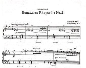 Hungarian Rhapsodie No. 2 (Simplified) by LISZT | Tom & Jerry Piano - Easy Grade 3 Piano Sheet Music Score