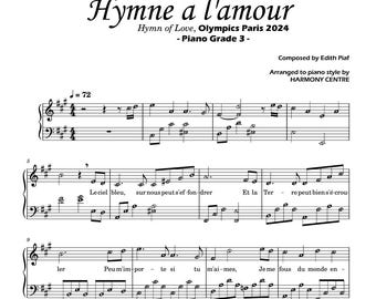 Hymne a l'amour Partitura para piano: Celine Dion, Edith Piaf (PDF)