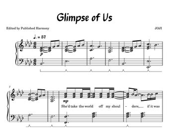 Glimpse of Us - Joji | Piano Sheet Music Solo Grade 5 Intermediate | Self Learning Series