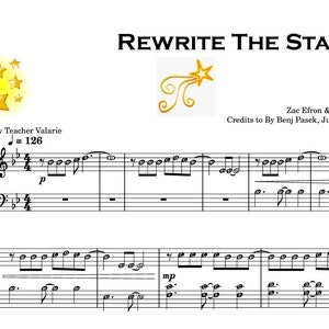 Rewrite the Stars Zac Efron Zendaya Piano Sheet Self Learning Series for Intermediate Grade 5 With Note Names