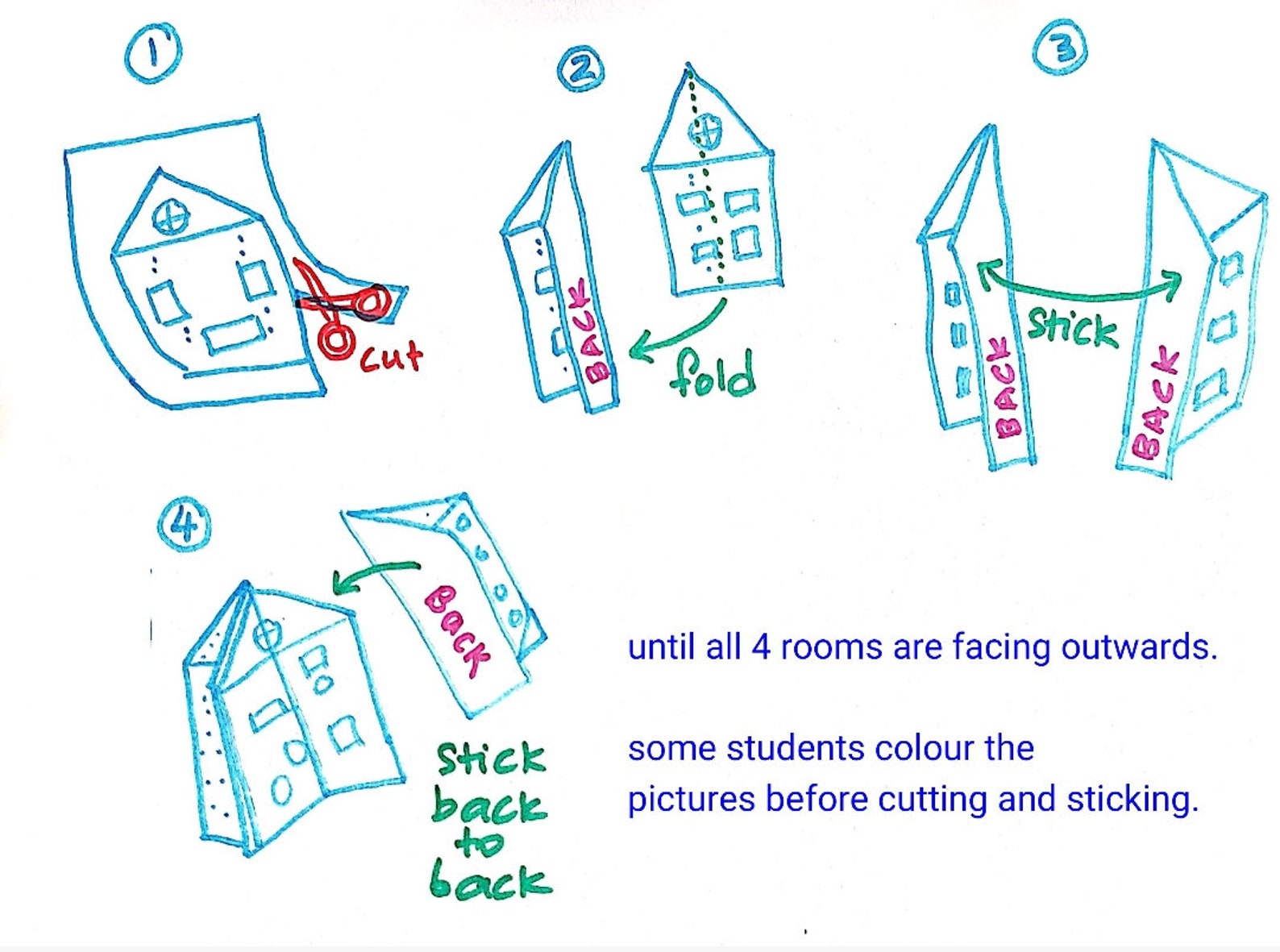 Paper House Crafts Template for Kids Project Teacher Lesson House Rooms ...