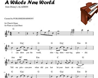 A_Whole_New_World | Organ Piano Guitar Band Keyboard Sheet Music