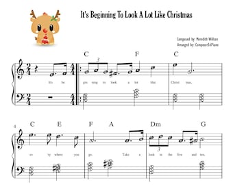 It's Beginning To Look A Lot Like Christmas | Best Easy Piano Music Sheet with note names