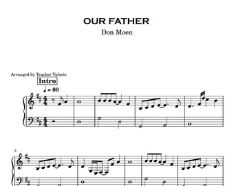 Our Father (Don Moen) | Piano Sheet Music with letter names Grade 2