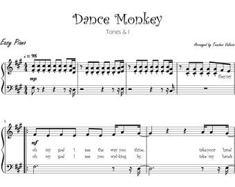 Dance Monkey | Easy Piano Sheet Music for Grade 1 Printable