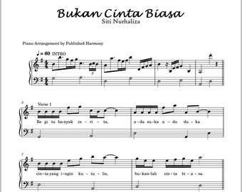 Bukan Cinta Biasa - Siti Nurhaliza | Piano Easy Sheet Music Score Note Names Lyrics Malay Songs