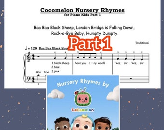 Nursery Rhymes for Piano Kids Beginners (Baa Baa Black Sheep, London Bridge, Rock a Bye, Humpty Dumpty)