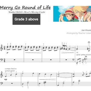 Merry Go Round of Life | Piano Grade 3 and above with note names Easy Piano