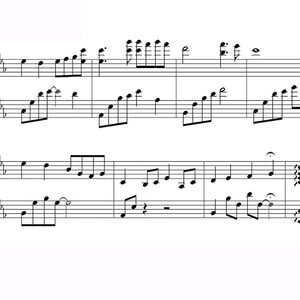 Puede incluir: Una partitura musical con notas musicales impresas sobre un fondo blanco. La m&uacute;sica es para piano e incluye los n&uacute;meros 81 y 85, que indican los n&uacute;meros de comp&aacute;s de inicio.