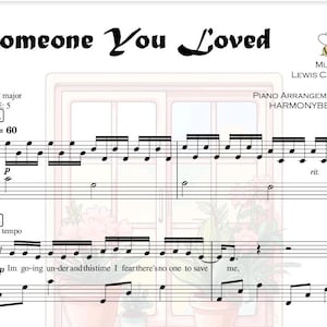 Someone You Loved in C major Piano Sheet Music Score with note names lyrics PDF MP3