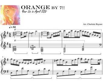 ORANGE by 7!! - Your Lie in April ED2 [PDFs] Piano Sheet Music Score with note names | Self Learning Series