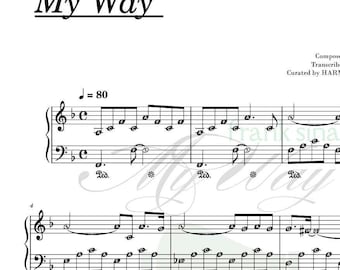 My Way (Frank Sinatra) Piano Sheet Music Score with note names Oldies Meaningful