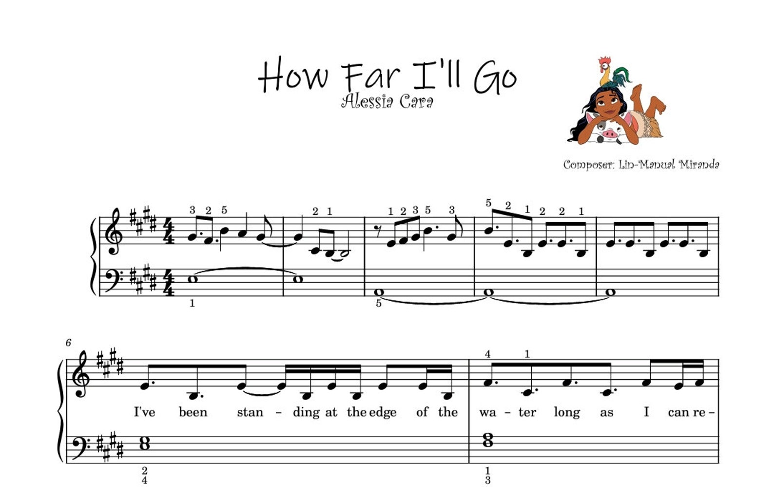 How Far I'll Go - Bundle - Easy Piano Sheet Music Score for Beginners ...