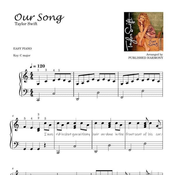 Limited - Our Song - Piano Sheet Music Score Early Intermediate Grade 3