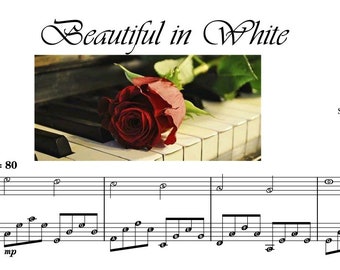 Beautiful in White | Easy Piano Grade 4 Sheet Music with note names lyrics Self Learning Series
