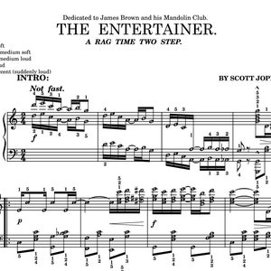 The Entertainer (Scott Joplin) Grade 7 Advanced Self Learning Series with note names & finger numbers Piano Sheet