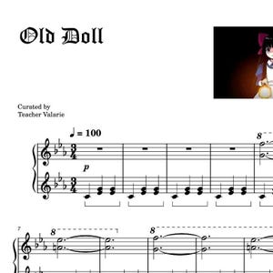 Partitura para piano de MadFather de Old Doll, grado 5, con nombres de notas