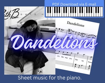 DANDELIONS | Easy Piano Sheet Music Score with note names | Ruth B | Sentimental BGM