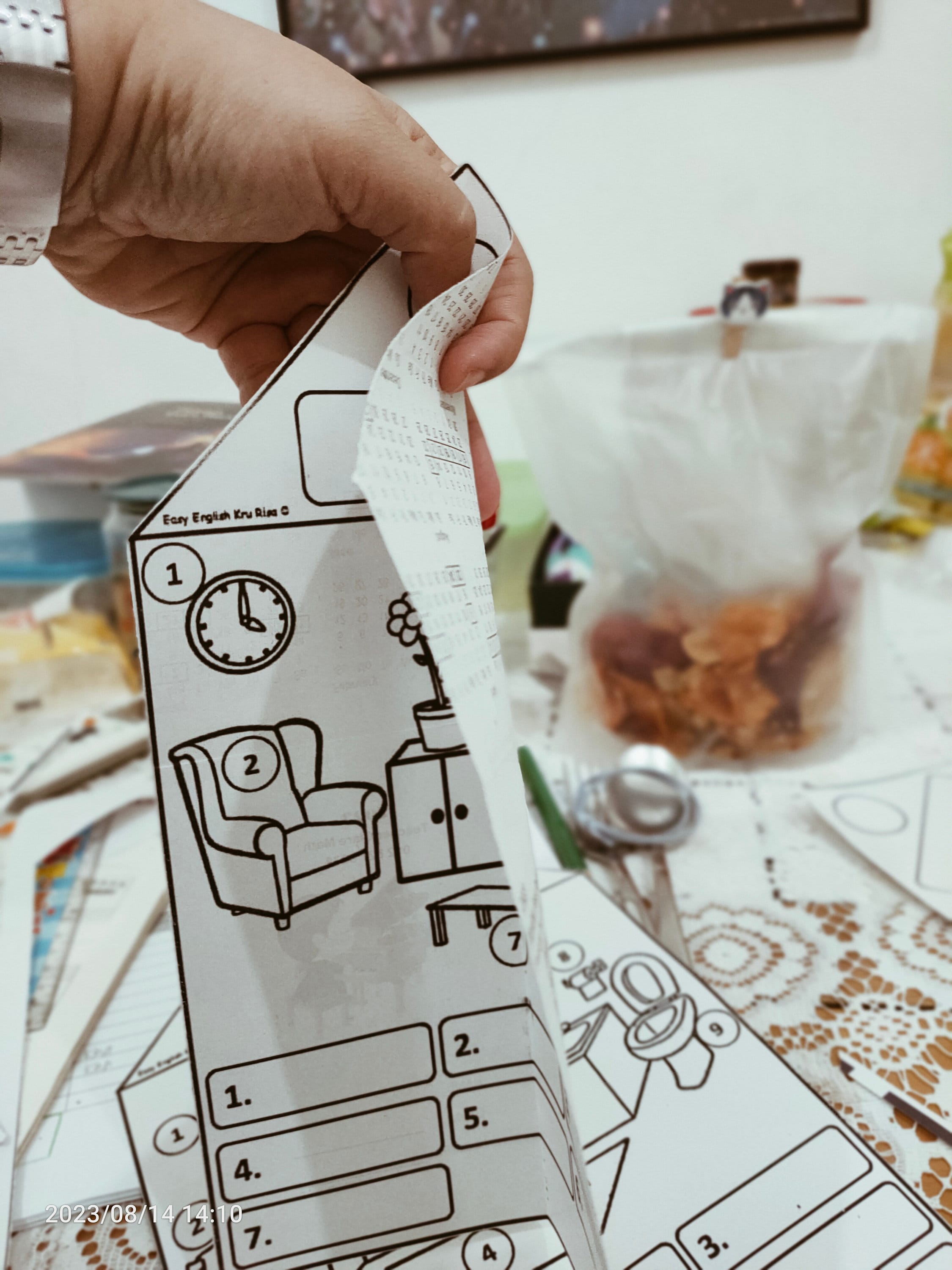 Paper House Crafts Template for Kids Project Teacher Lesson House Rooms ...