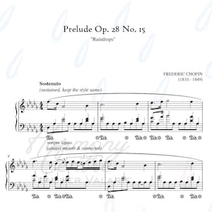 Prelude in D-flat Major (Raindrop) Op. 28 No. 15 CHOPIN | Self-learning Series Piano Sheet Music with alphabets & Meanings