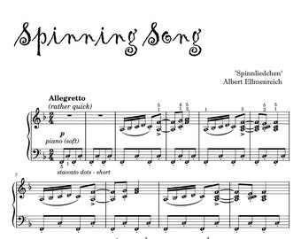 Spinning Song ALBERT ELLMENREICH (Grade 6) Piano Sheet Music Score Self Learning Series with note names