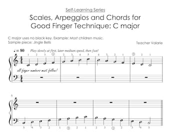 Scales, Arpeggios & Chords ( C G D  majors ) with free pieces | Piano Sheet Music Self Learning Series Grade 1