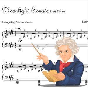 Moonlight Sonata for Kids | Easy Piano Sheet with note names, easy awesome part only Grade 2