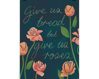 Dark blue Bread and Roses Print