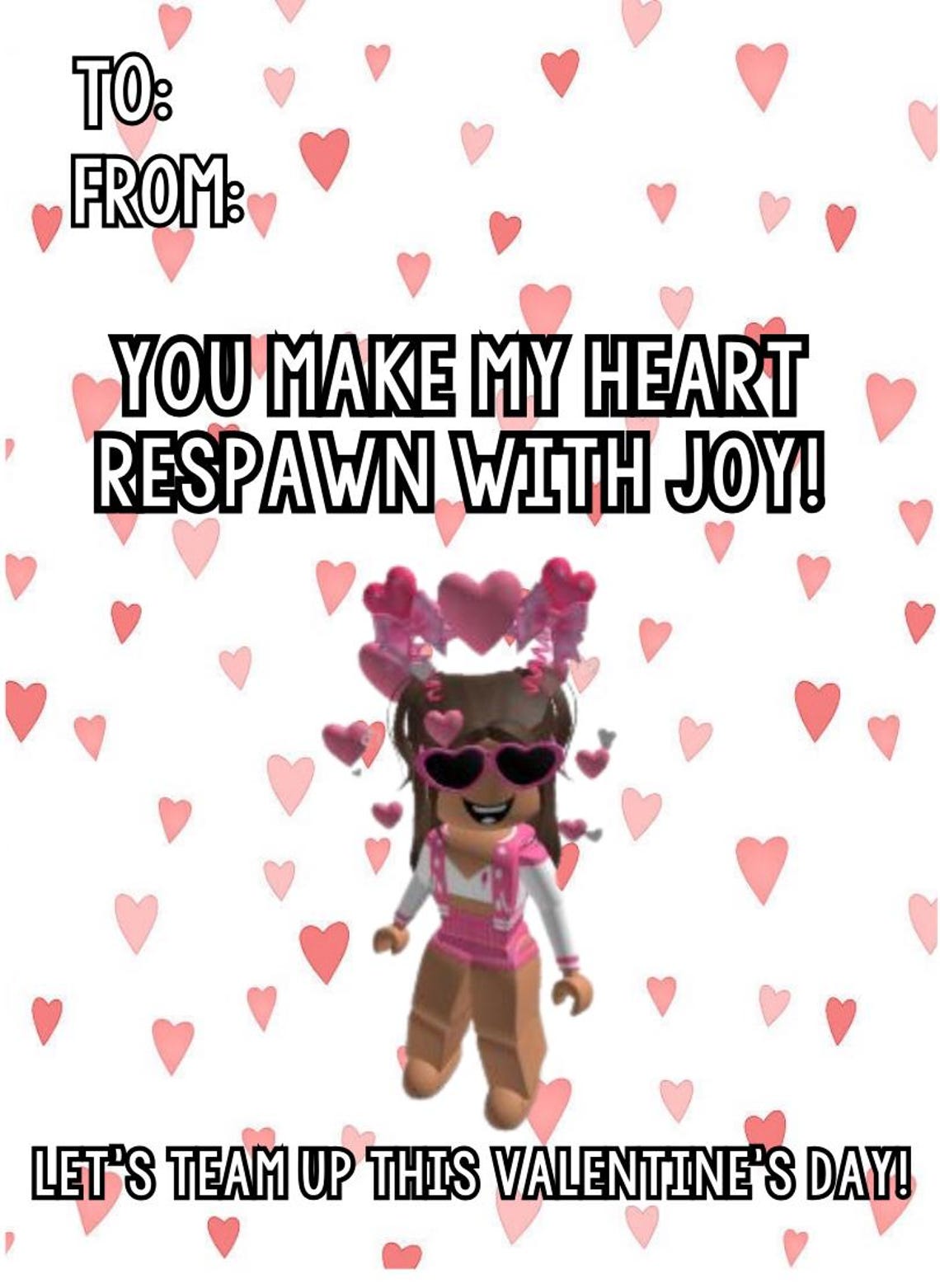 Roblox Valentine's Day Cards, Kids Valentine's Cards, Funny Printable Classroom Valentine, Teen ...