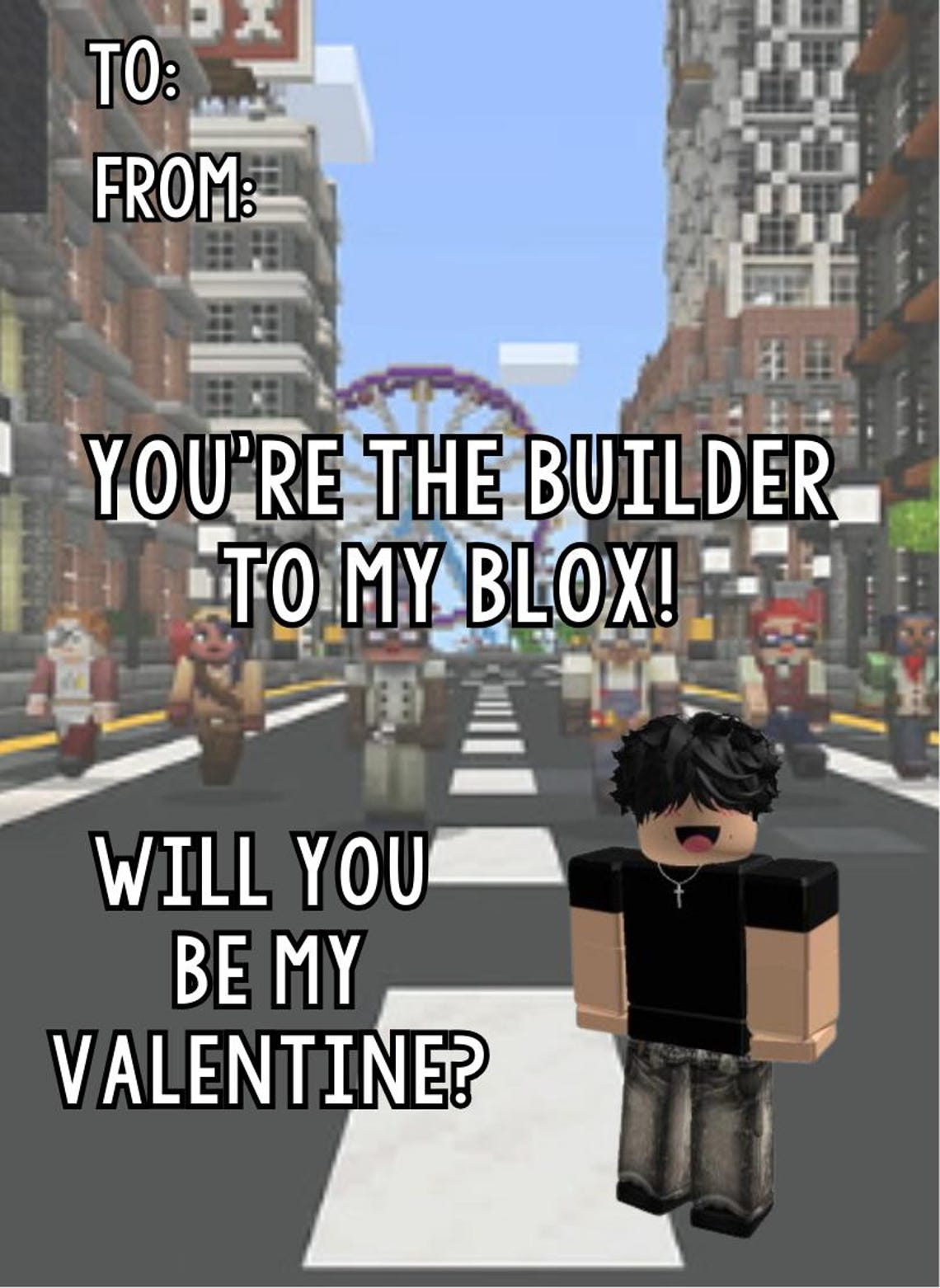 Roblox Valentine's Day Cards, Kids Valentine's Cards, Funny Printable Classroom Valentine, Teen ...