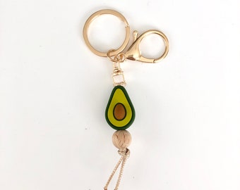 Avocado Keyring, Avocado Gift, Novely Keychain, New Driver Gift, Beaded Keyring