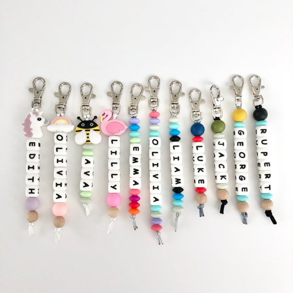 50x mixed WHITE silicone letter beads alphabet names DIY kids bag tag  keyrings