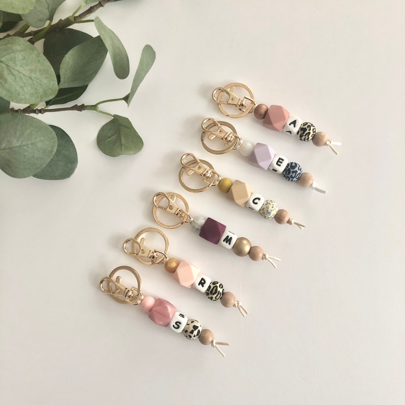 Pretty Initial Keyring Personalised Bag Charm Name Tag Etsy UK