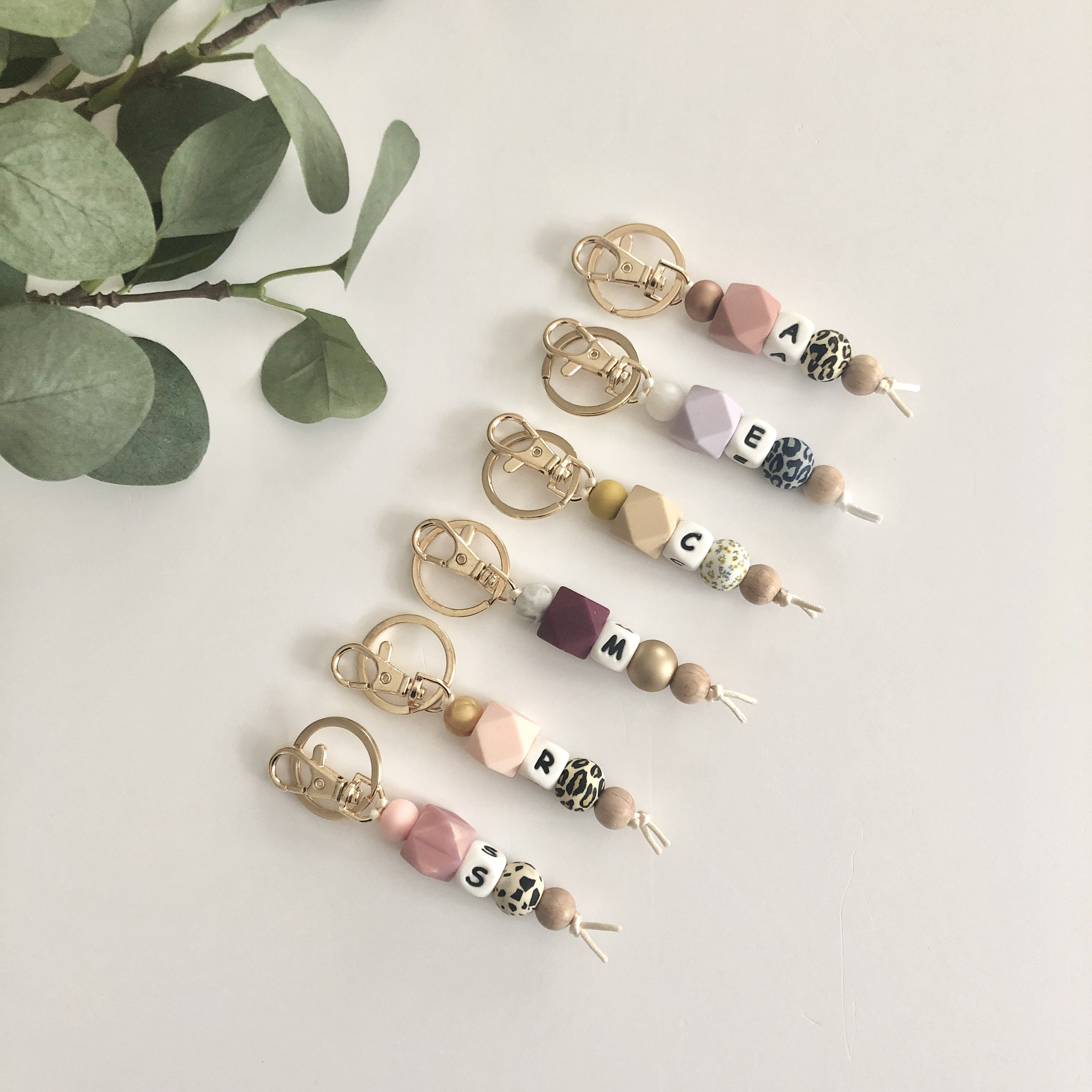 Pretty Initial Keyring Personalised Bag Charm Name Tag Etsy UK