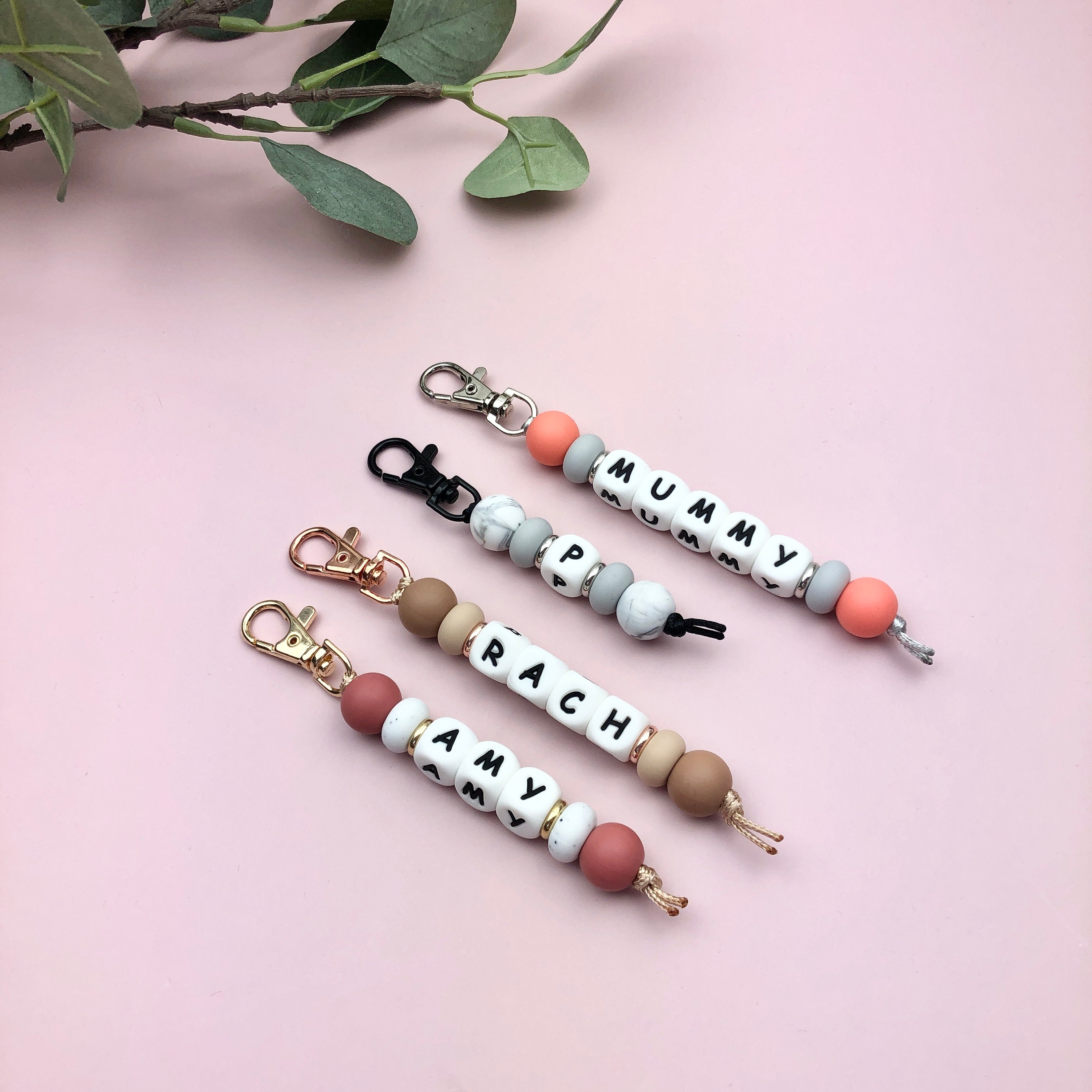 Personalised Keyring Personalised Bag Charm Name Tag Beaded Etsy UK