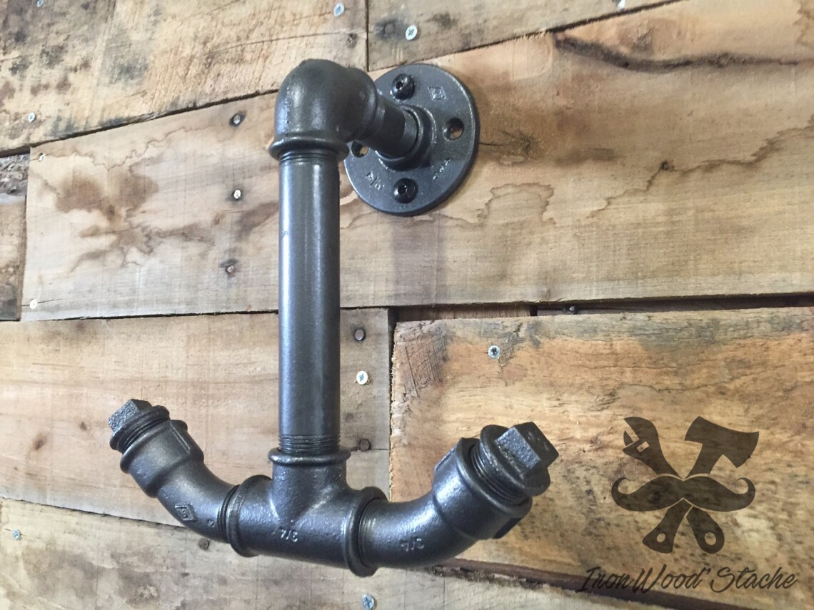 Double Coat Rack Industrial Pipe Plumbing Vintage Etsy