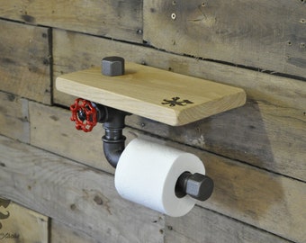 Roller carrier, Toilet paper, industrial, plumbing, vintage, old valve, cast iron, steel, decoration, Ironwoodstache