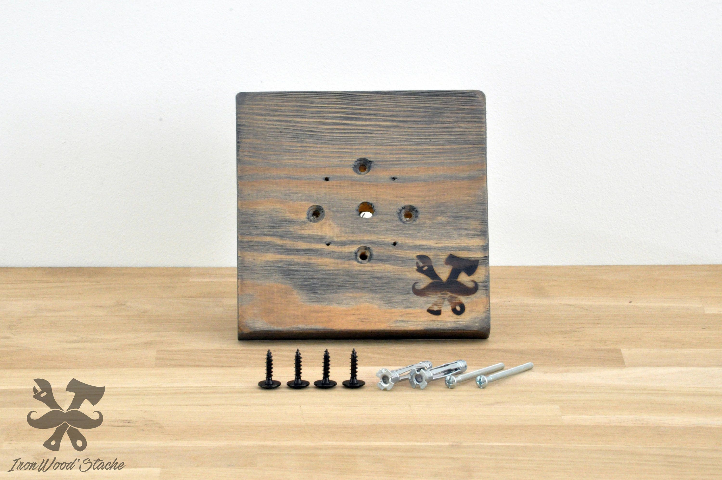 Support Mural en Bois et Son Kit de Fixation Pour Nos Brides Plancher, Ironwoodstache, Vis