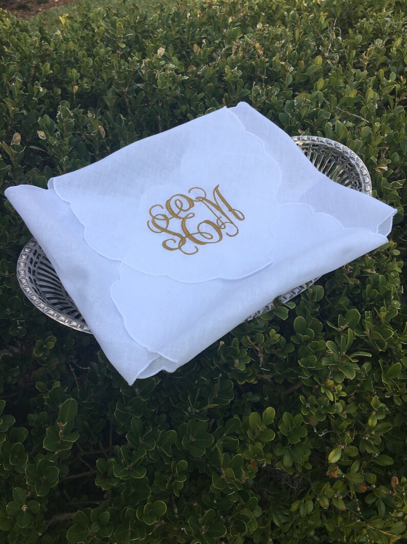 White Linen Monogrammed Bread Basket Liner Monogrammed Bun Etsy