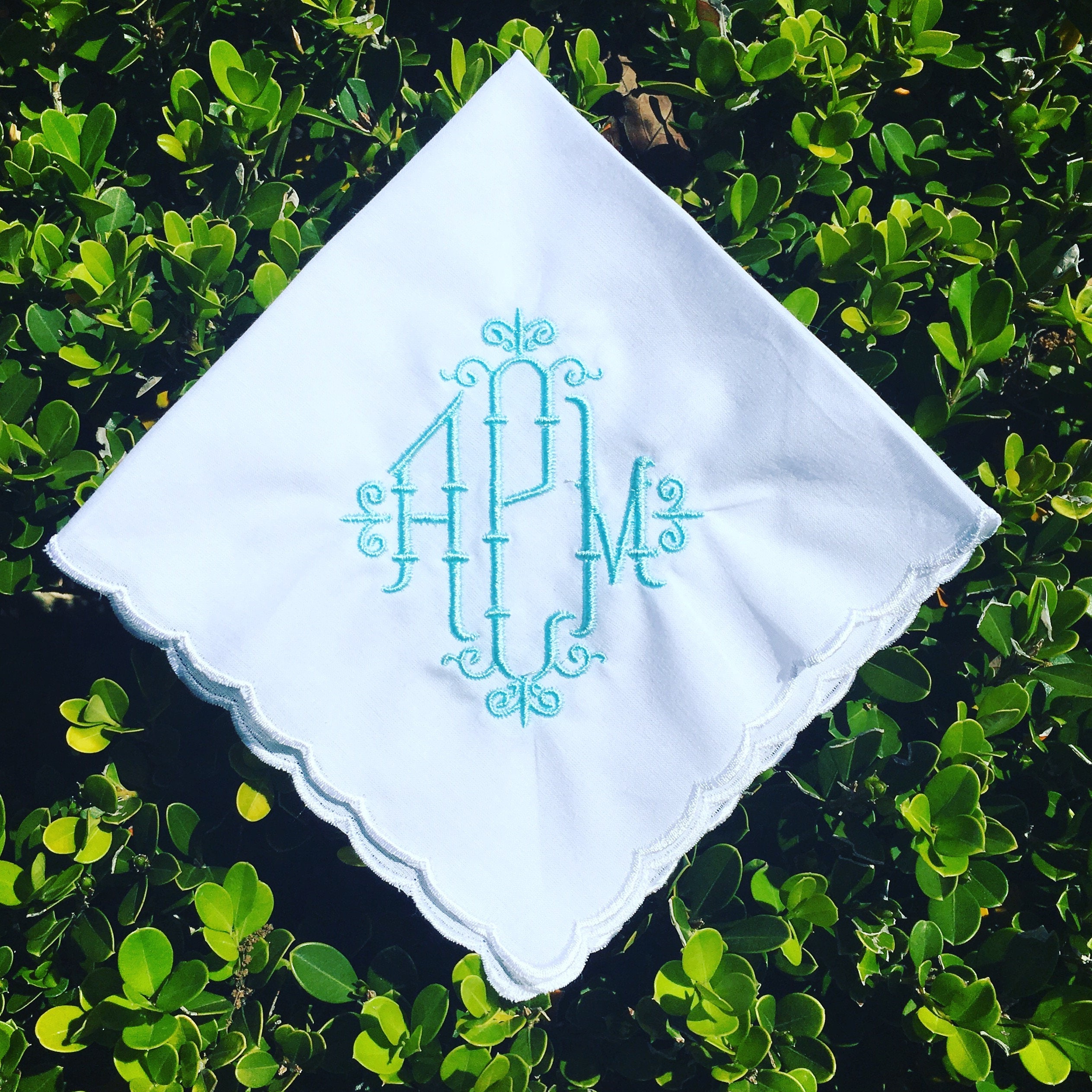 Monogrammed Handkerchief Etsy